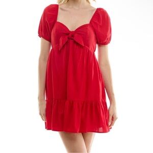 Speechless Red Mini Dress with Bow Front